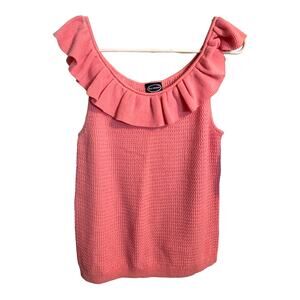 Scoop Summer Sweater Lightweight Pink Sz Large 12-14 Knit 100% Cotton Swank Top